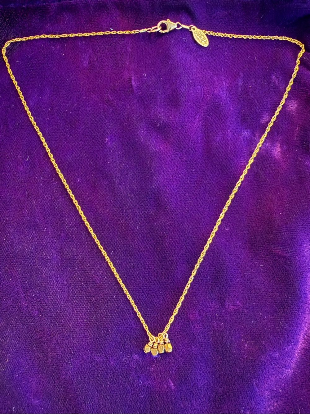 Vintage Gara Danielle Cluster Necklace w/ faceted Pyrite squares
